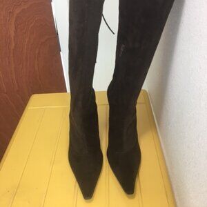 BCBG Girls, dark brown tall boots, 7 ½M, 17” tall, back lace up